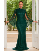 Vestido de Festa Longo Paetê Gola Média Casamento | Melanie